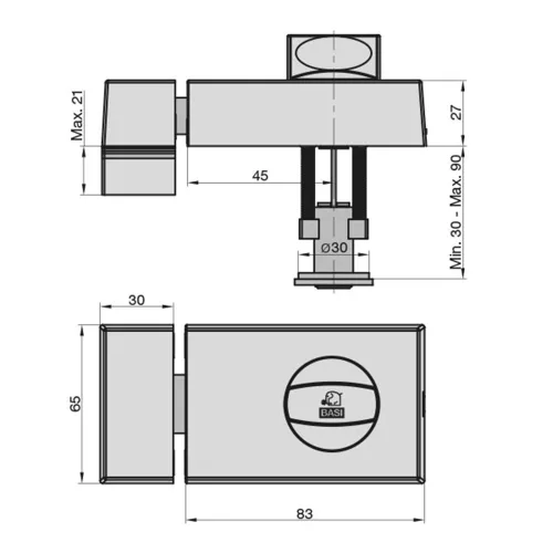 Basi-KS 500 45-felsőzár