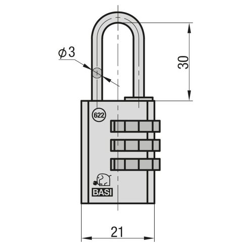 Basi-VHS 622 20 számzáras réz lakat