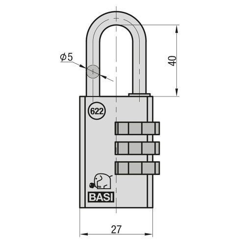 Basi-VHS 622 25 számzáras réz lakat