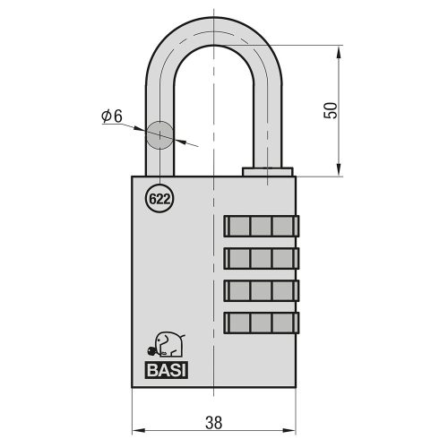 Basi-VHS 622 40 számzáras réz lakat
