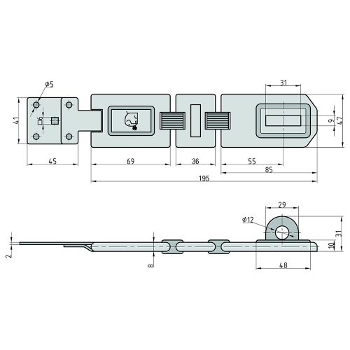Basi-SF 50 195-megerősített lakatpánt