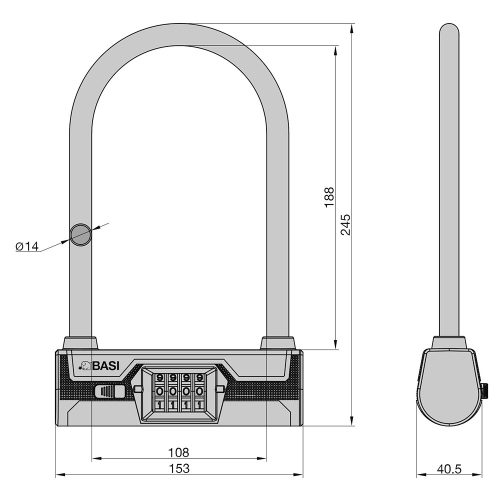 Basi-ZR 317-kerékpár U lakat számzárral