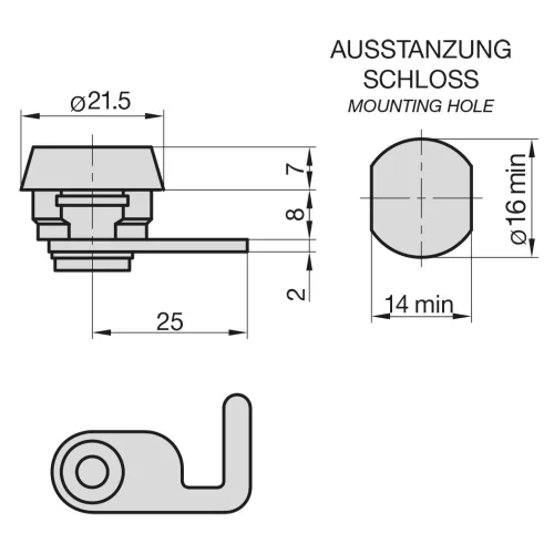 Basi-HS 336 KD-fémbútor zár