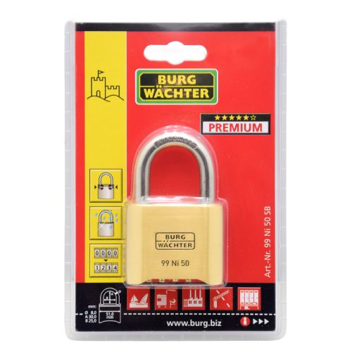 Burg Wachter-No 99 Ni 50 SB rozsdamentes biztonsági számzáras lakat