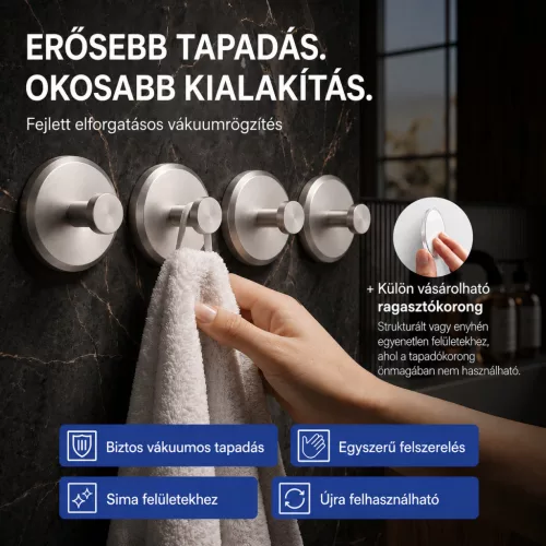 FROGEE tapadókorongos akasztó, 2 db, matt fekete