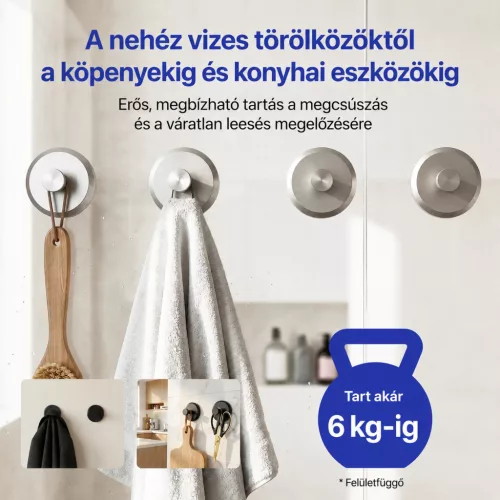 FROGEE tapadókorongos akasztó, 2 db, króm