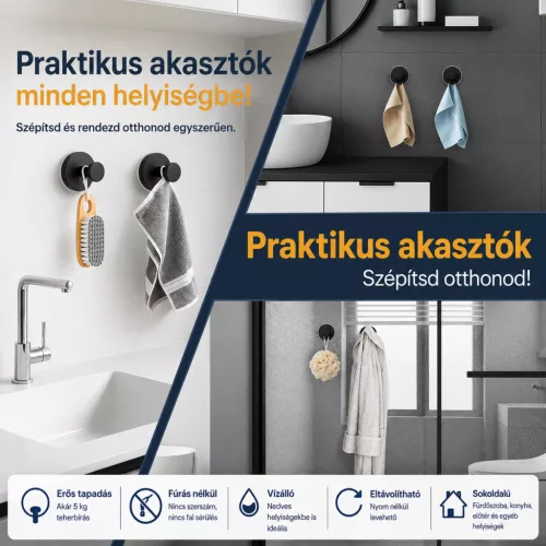 FROGEE tapadókorongos akasztó, 2 db, króm