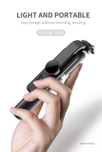 All in One Selfi bot, 104 cm, derítőfény, bluetooth távirányító, tripod funkció, iOS és Android kompatibilis, FEHÉR