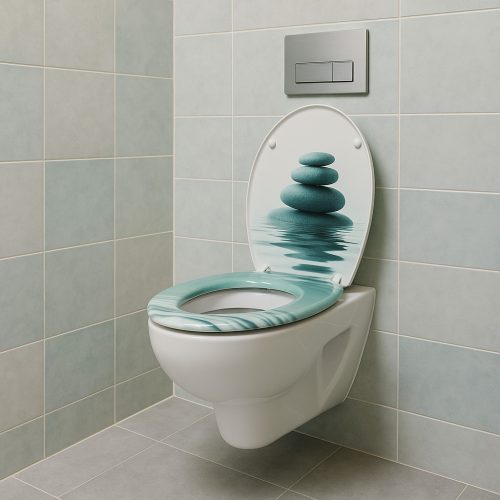 Frogee Duroplast WC ülőke - Rozsdamentes zsanérokkal - AQUA