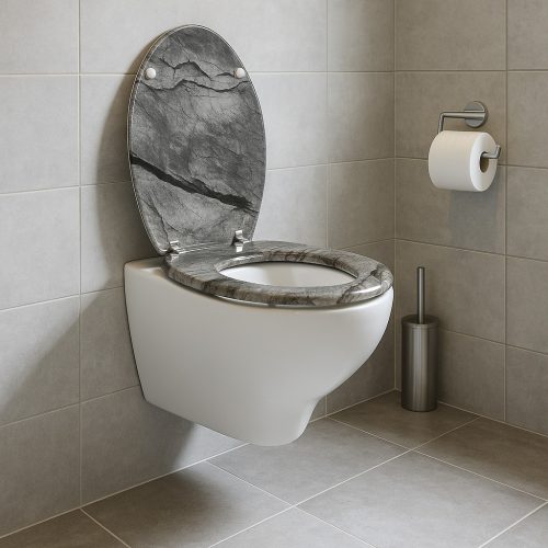 Frogee Duroplast WC ülőke - Rozsdamentes zsanérokkal - BASALT