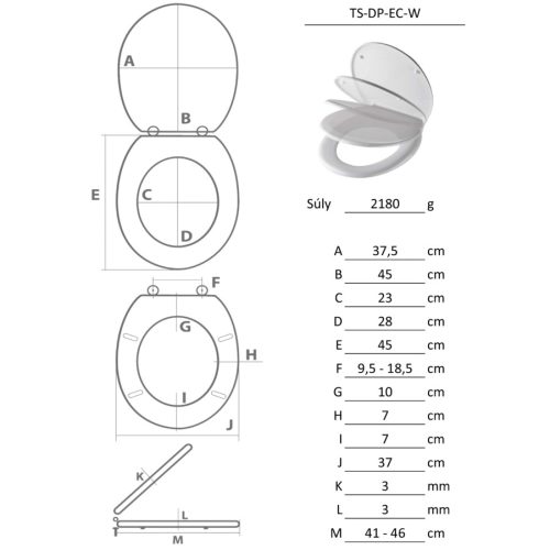 Frogee Duroplast WC ülőke - Lecsapódásmentes zsanérokkal - Fehér