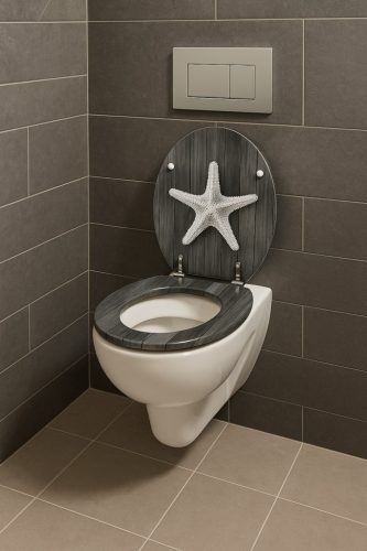 Frogee MDF WC ülőke - Rozsdamentes zsanérokkal - WHITE STARFISH