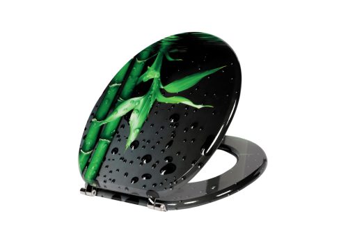 Frogee MDF WC ülőke - Rozsdamentes zsanérokkal - BAMBOO BLACK