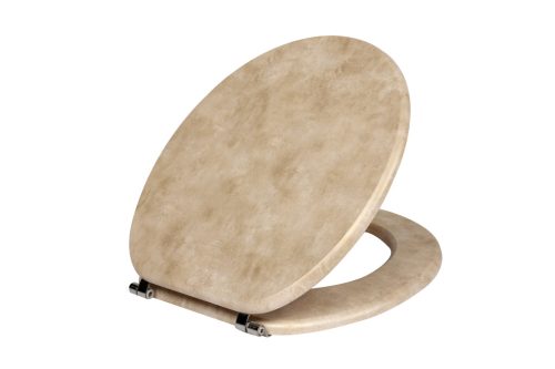 Frogee MDF WC ülőke - Rozsdamentes zsanérokkal - TRAVERTIN