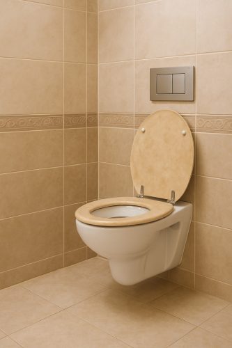 Frogee MDF WC ülőke - Rozsdamentes zsanérokkal - TRAVERTIN