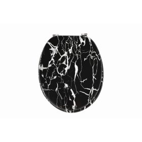   Frogee MDF WC ülőke - Rozsdamentes zsanérokkal - MARBLE BLACK