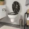 Frogee MDF WC ülőke - Rozsdamentes zsanérokkal - MARBLE BLACK