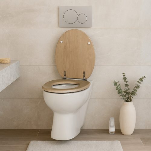 Frogee MDF WC ülőke - Rozsdamentes zsanérokkal - OAK