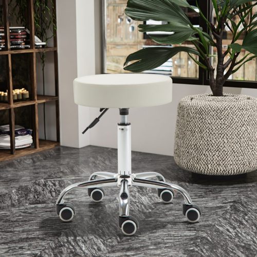 Velora Saloon Line AURORA Pearl – gurulós fodrász szék, fehér
