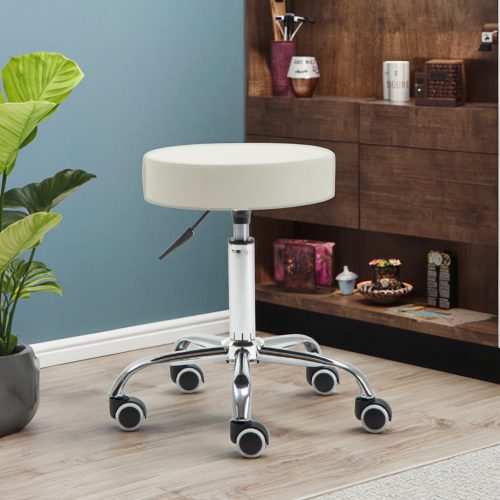 Velora Saloon Line AURORA Pearl – gurulós fodrász szék, fehér