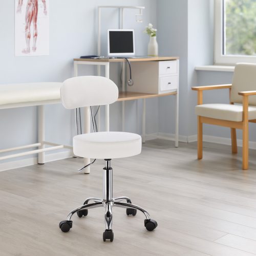 Velora Saloon Line NOVA Pearl – gurulós fodrász szék deréktámasszal, fehér