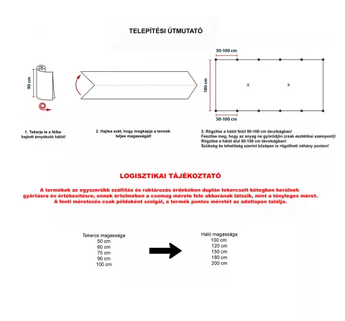 Árnyékoló háló - LIGHT-NET - 2 X 50 m, 90gr / m2