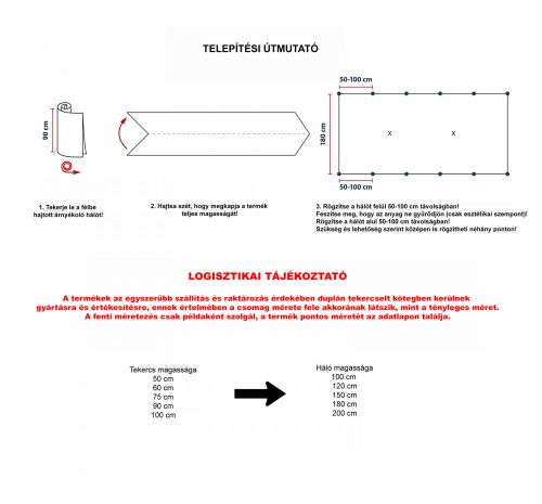 Árnyékoló háló - LIGHT-NET - 1 x 10 m, 90 g/m2