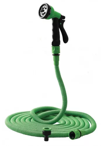 Premium zsugorodó flexibilis locsolószett, 7.5-22.5m, zöld