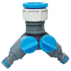 Kerticsap elosztó adapter, gömbcsapos, két ágú