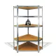 Fémpolc állvány - sarok - 5 szintes - fém - max. 175 kg - 180 x 40 x 40 cm