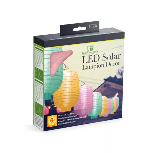 Szolár lampion - 3 színben - hidegfehér LED - 21 cm