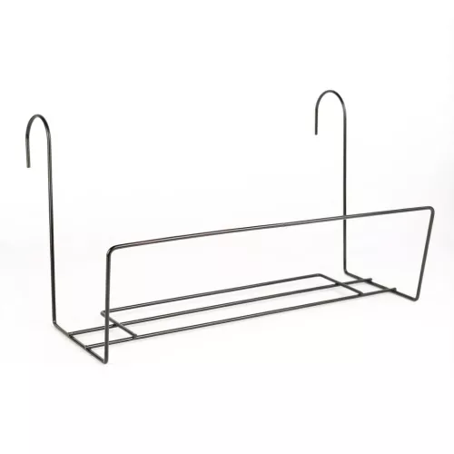 Virágosláda tartó - fém, fekete - korlátra - 40 x 22 cm