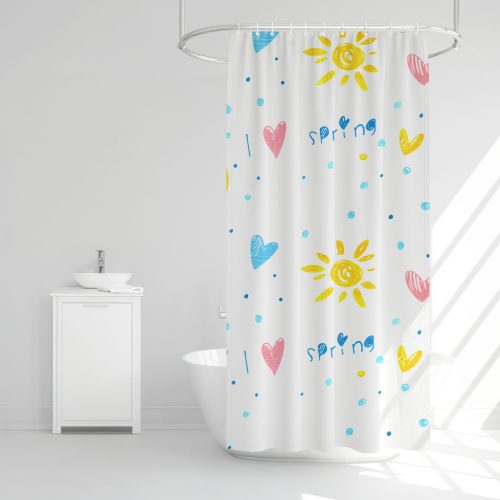 Zuhanyfüggöny - 3 féle - kék, tavasz, kockás mintás - 180 x 180 cm