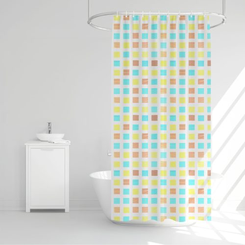 Zuhanyfüggöny - 3 féle - kék, tavasz, kockás mintás - 180 x 180 cm