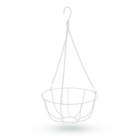   Akasztható fém kosár - virágcserépek rögzítéséhez - 25 cm - fehér