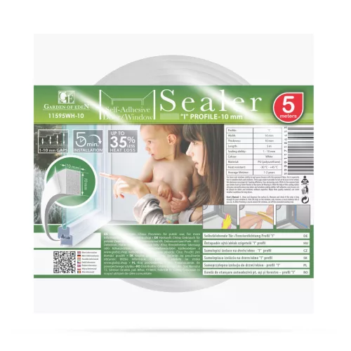 Öntapadós ajtó- ablakszigetelő habszalag - 5 m - fehér 10 mm
