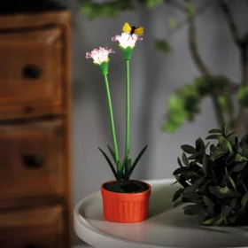   Szolár színes virág - 8 x 8 x 32 cm - 10 melegfehér LED - lila