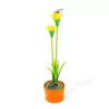 Szolár színes virág - 8 x 8 x 32 cm - 10 melegfehér LED - sárga
