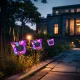 Leszúrható szolár pillangó - lila - 13 x 6,5 x 35 cm - melegfehér + színes LED