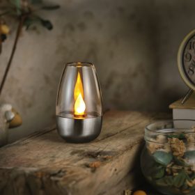  Szolár lámpa - gyertya - lángeffekt - 1 melegfehér LED - 6 x 9 cm