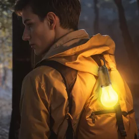   Akasztható szolár lámpa - villanykörte alakú - USB-C - 100 lumen - 400 mAh