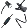 Flexibilis asztali lámpa - csipeszes - USB - állítható fényerő és színhőmérséklet - LED - fém