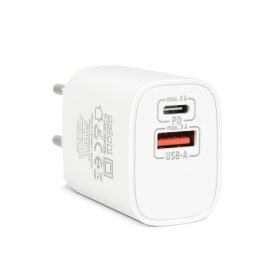   Hálózati Adapter USB + Type-C PD20W gyorstöltéssel - fehér