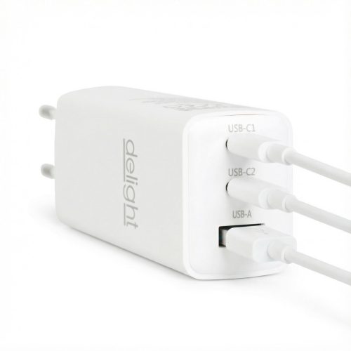 Hálózati Adapter - USB-A 20W + Type-C PD45W gyorstöltéssel - fehér