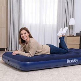   Felfújható matrac - egyszemélyes, velúr - kék - 188 x 99 x 22 cm