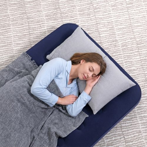 Felfújható matrac - egyszemélyes, velúr - kék - 188 x 99 x 22 cm