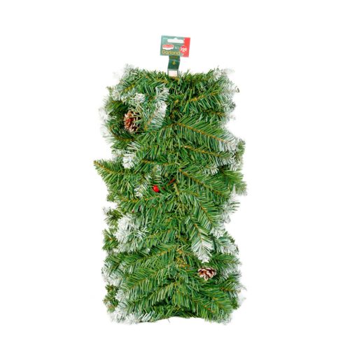 Fenyő girland - zöld, havas - 200 cm - PVC