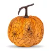 Halloween-i tök dekoráció - 16,5 cm - narancs, pókhálós - habszivacs