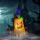 Halloween-i LED dekor - szellem - sárga - 10 színes LED - akasztható - 2 x 2032 - 75 x 35 cm