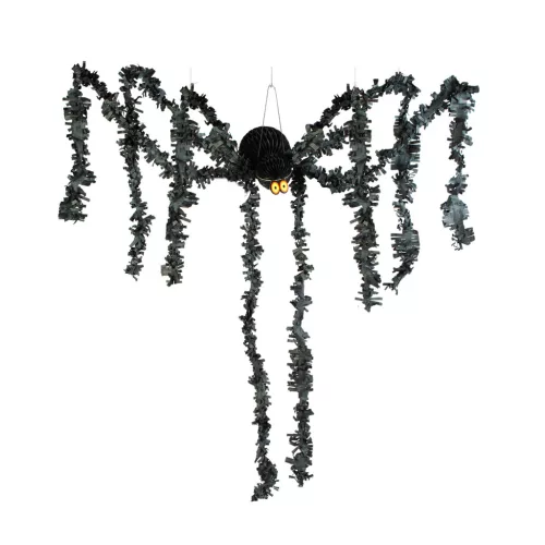 Halloween-i dekoráció - fekete pók - papír - 75 x 13 cm